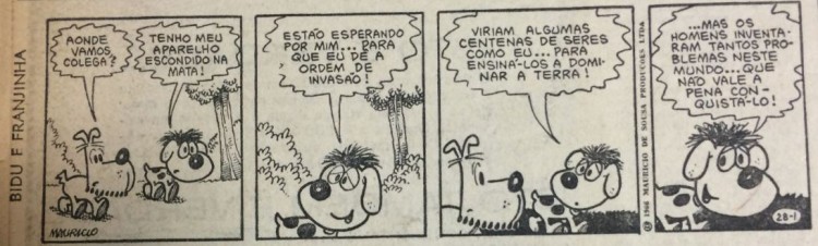 Tirinha de "Bidu e Franjinha", de Mauricio de Sousa, publicada na Folha em 1º de julho de 1966