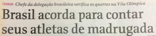 Título de reportagem sobre impacto do atentado na delegação brasileira em Atlanta-1996