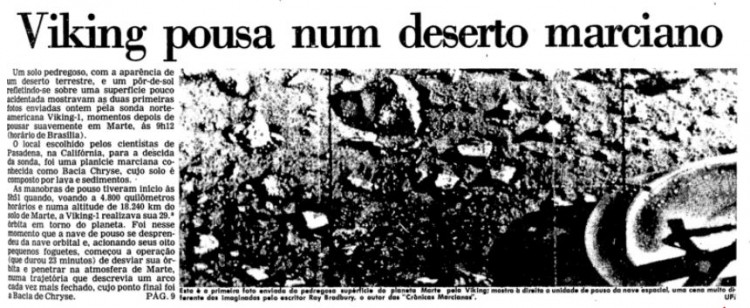 Primeira página da Folha de 21 de julho de 1976