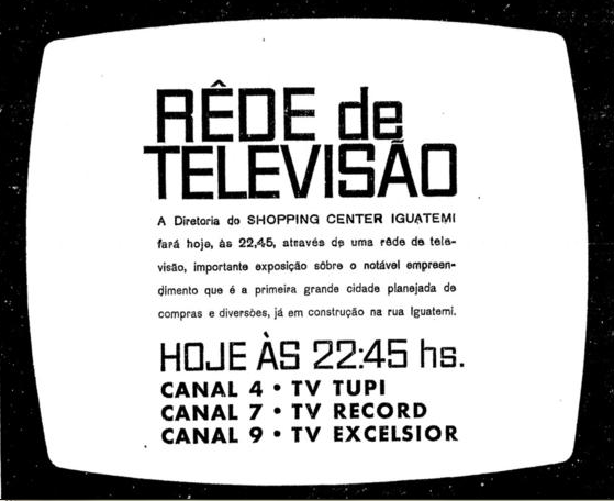 Anúncio do Shopping na TV - 10.jun.1965